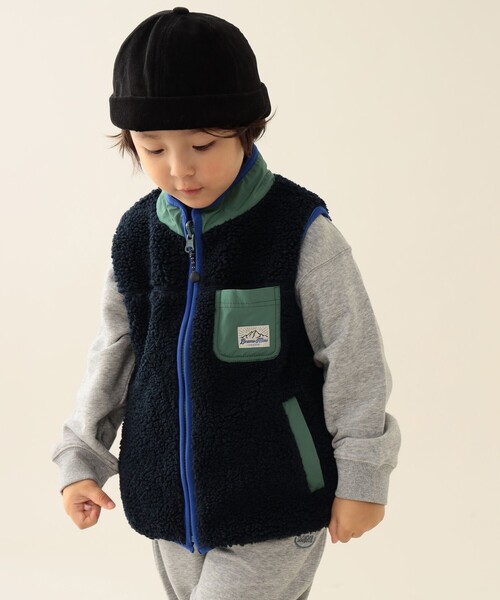 BEAMS mini(ビームスミニ)の「ボアキルト リバーシブル ベスト 2025FW(90~140cm)(ベスト・キッズ・ナチュラル/ネイビー・S(90~100)/(110~120)/(130~140))」の1枚目の写真