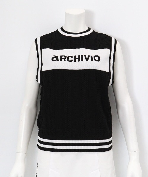 archivio(アルチビオ)の「<LADIES>ジャガードロゴケーブルニットベスト(ベスト・レディース・ホワイト/ブラック/レッド・S/M)」の3枚目の写真