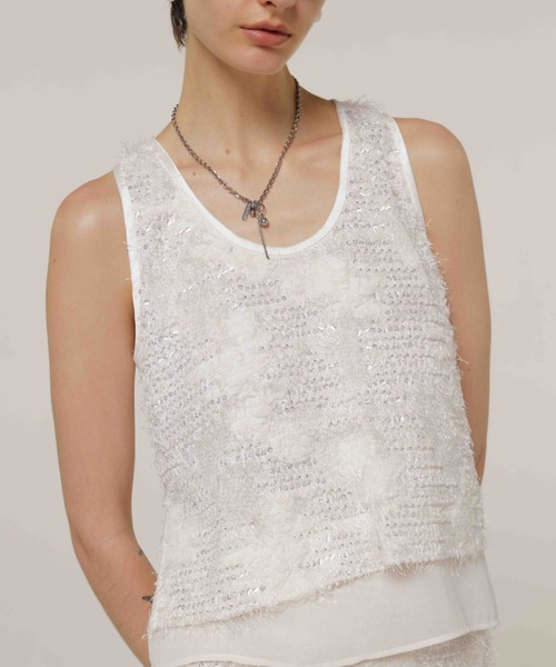 JOSE MOON(ジョゼムーン)の「LAYERED JACQUARD BLOUSE/レイヤードジャガードブラウス(シャツ/ブラウス・レディース・ホワイト/ブラック・FREE)」の8枚目の写真