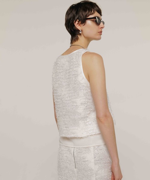 JOSE MOON(ジョゼムーン)の「LAYERED JACQUARD BLOUSE/レイヤードジャガードブラウス(シャツ/ブラウス・レディース・ホワイト/ブラック・FREE)」の7枚目の写真