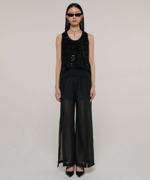 JOSE MOON(ジョゼムーン)の「LAYERED JACQUARD BLOUSE/レイヤードジャガードブラウス(シャツ/ブラウス・レディース・ホワイト/ブラック・FREE)」の3枚目の写真