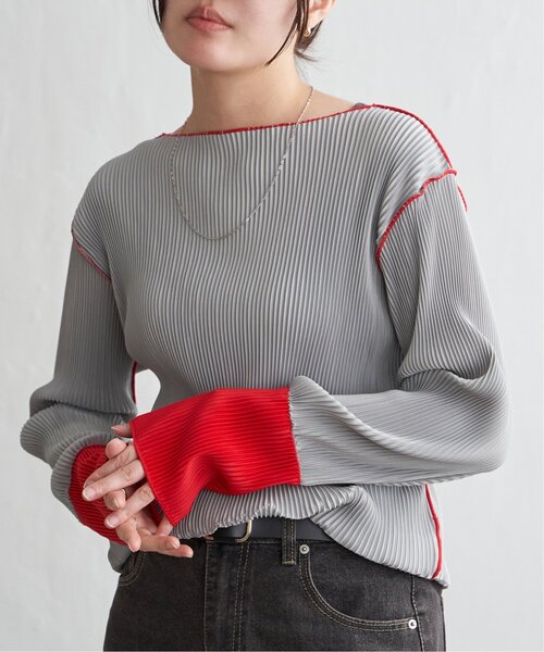 VENCEEXCHANGE(ヴァンスエクスチェンジ)の「プリーツ加工配色袖トップス(Tシャツ/カットソー・レディース・ブラウン/グレー/アイボリー/チャコール・FREE)」の17枚目の写真