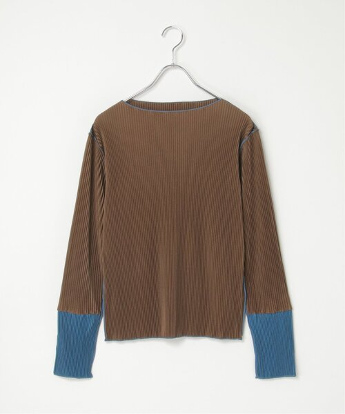 VENCEEXCHANGE(ヴァンスエクスチェンジ)の「プリーツ加工配色袖トップス(Tシャツ/カットソー・レディース・ブラウン/グレー/アイボリー/チャコール・FREE)」の9枚目の写真