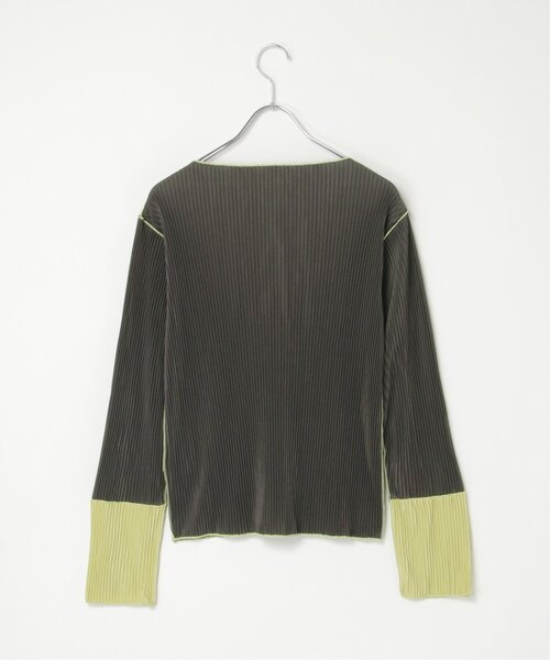 VENCEEXCHANGE(ヴァンスエクスチェンジ)の「プリーツ加工配色袖トップス(Tシャツ/カットソー・レディース・ブラウン/グレー/アイボリー/チャコール・FREE)」の11枚目の写真