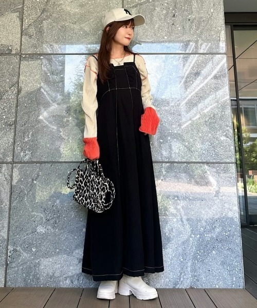 セール】プリーツ加工配色袖トップス（Tシャツ/カットソー