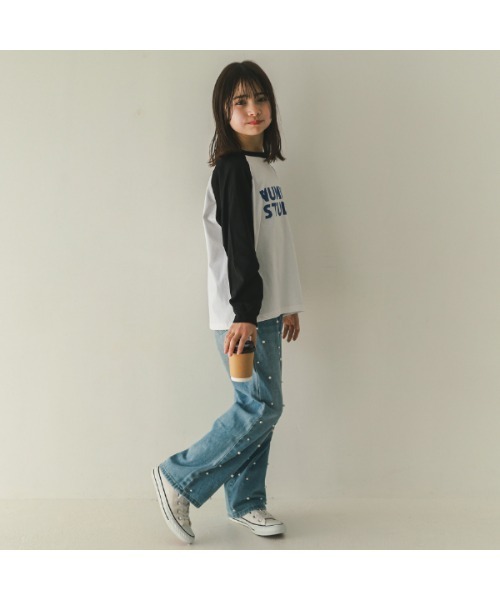 jeans-b（ジーンズベー）の「ジーンズベー NUMBER STUDIO　ロングTシャツ（Tシャツ/カットソー・キッズ・サンドベージュ/ベージュ/オフホワイト・140cm/150cm/160cm/130cm）」の11枚目の写真