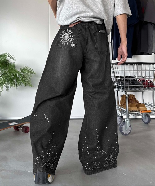 sedacle（セダクル）の「ラインストーンデニム（デニムパンツ・レディース・ライトインディゴブルー/ブラック・MEDIUM/SMALL/LARGE）」の6枚目の写真