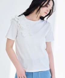【マルチシーン】ショルダープリーツギャザーT