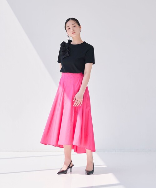 BIANCA（ビアンカ）の「【マルチシーン】ショルダープリーツギャザーT（Tシャツ/カットソー・レディース・ブラック/オフホワイト・38）」の6枚目の写真