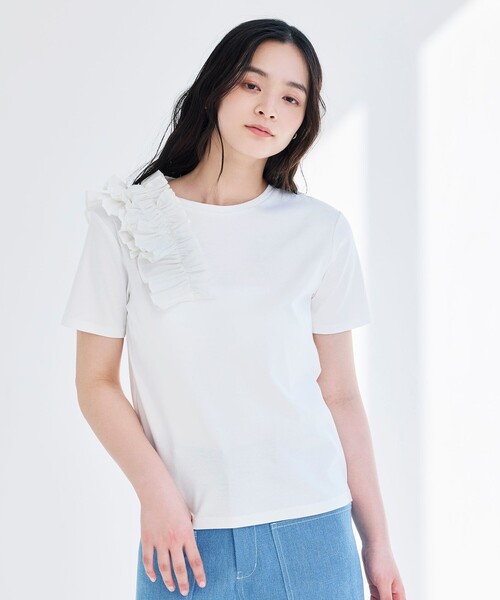 BIANCA（ビアンカ）の「【マルチシーン】ショルダープリーツギャザーT（Tシャツ/カットソー・レディース・ブラック/オフホワイト・38）」の10枚目の写真