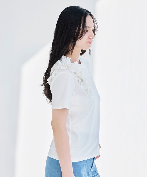 BIANCA（ビアンカ）の「【マルチシーン】ショルダープリーツギャザーT（Tシャツ/カットソー・レディース・ブラック/オフホワイト・38）」の11枚目の写真