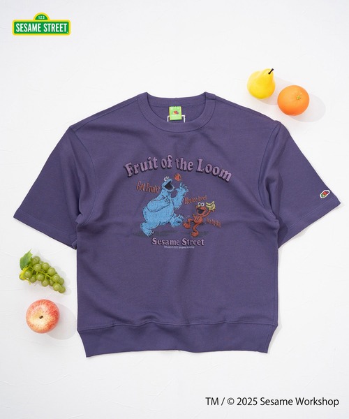FRUIT OF THE LOOM(フルーツオブザルーム)の「【FRUIT OF THE LOOM】SESAME STREET×FTL ハーフスリーブ甘編/セサミコラボ/プルオーバー(スウェット・メンズ・ミント/パープル・S/L/M)」の2枚目の写真
