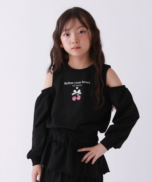 10C REPIPI（ジューシーレピピ）の「【10C REPIPI】Cherryカタアキトップス（Tシャツ/カットソー・キッズ・ブラック/サックスブルー/グレー・130cm/110cm/120cm）」の2枚目の写真