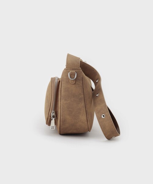 tk.TAKEO KIKUCHI(ティーケータケオキクチ)の「ダブルポケットショルダーバッグ(ショルダーバッグ・メンズ・ブラック/ブラウン系1・00)」の4枚目の写真