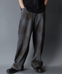 SITRY | Grunge Style Curve Silhouette Denim Pants/グランジ ヴィンテージライク カーブデニムパンツ ワイドデニムパンツ(デニムパンツ)