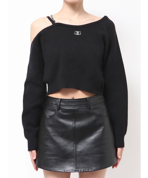 GYDA（ジェイダ）の「Symmetry GYDAワンショルチェーンニットトップス（ニット/セーター・レディース・ブラック/オフホワイト・FREE）」の12枚目の写真