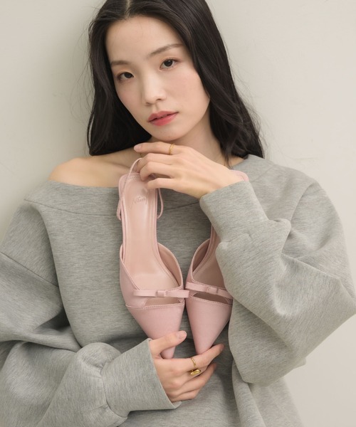 NEUNA（ヌナ）の「サテンリボンミュール（パンプス・レディース・ピンク/ブラック・36/38/39）」の16枚目の写真
