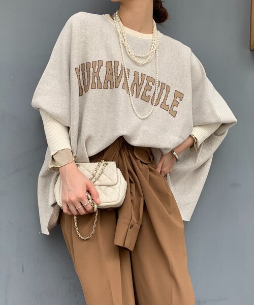 インターシャロゴポンチョニット（ニット/セーター）｜DouDou