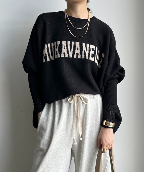 【新品未使用】DouDou インターシャ ロゴ　ポンチョ　ニット インターシャロゴポンチョニット（ニット/セーター）｜DouDou