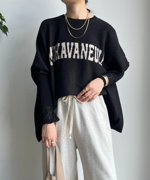 インターシャロゴポンチョニット（ニット/セーター）｜DouDou