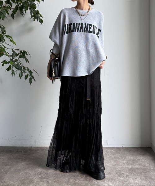 DouDou（ドゥドゥ）の「インターシャロゴポンチョニット（ニット/セーター・レディース・ライトグレー/オフホワイト/モカ/ブラック・FREE）」の20枚目の写真