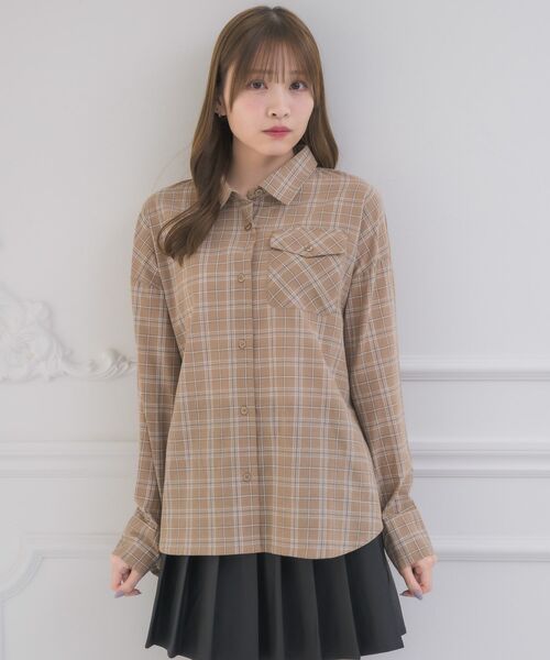 ems excite（エムズエキサイト）の「レースパッチ付チェックSH（シャツ/ブラウス・レディース・ブラウン系その他2/ブルー系その他2/ホワイト系その他・FREE）」の21枚目の写真