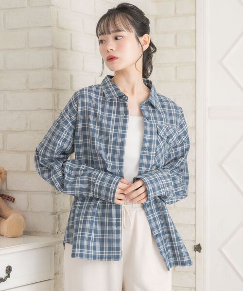 ems excite（エムズエキサイト）の「レースパッチ付チェックSH（シャツ/ブラウス・レディース・ブラウン系その他2/ブルー系その他2/ホワイト系その他・FREE）」の16枚目の写真