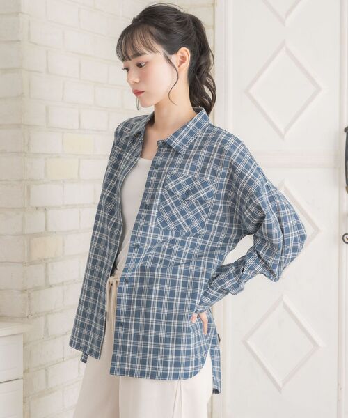 ems excite（エムズエキサイト）の「レースパッチ付チェックSH（シャツ/ブラウス・レディース・ブラウン系その他2/ブルー系その他2/ホワイト系その他・FREE）」の13枚目の写真