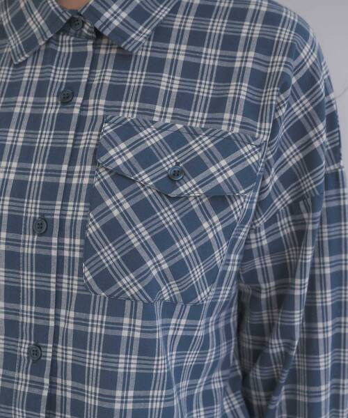 ems excite（エムズエキサイト）の「レースパッチ付チェックSH（シャツ/ブラウス・レディース・ブラウン系その他2/ブルー系その他2/ホワイト系その他・FREE）」の11枚目の写真