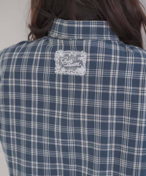 ems excite（エムズエキサイト）の「レースパッチ付チェックSH（シャツ/ブラウス・レディース・ブラウン系その他2/ブルー系その他2/ホワイト系その他・FREE）」の6枚目の写真