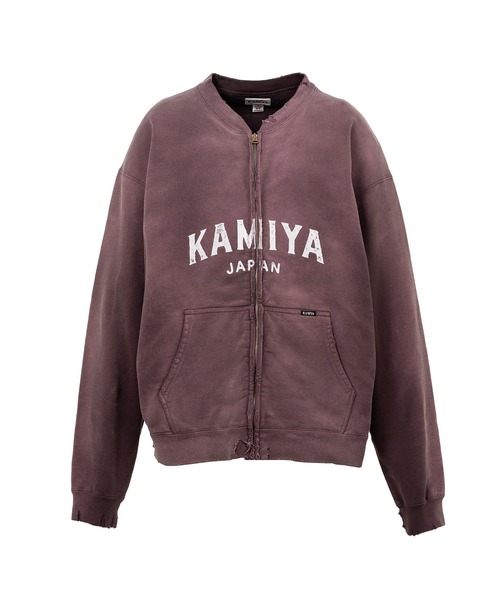 KAMIYA logo' Distressed Zip Sweat Jacket（パーカー）｜KAMIYA