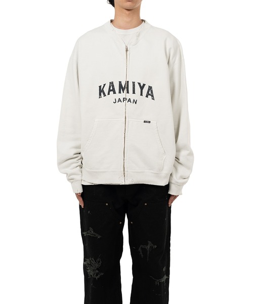 KAMIYA logo' Distressed Zip Sweat Jacket（パーカー）｜KAMIYA