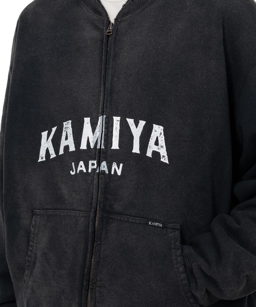 KAMIYA logo' Distressed Zip Sweat Jacket（パーカー）｜KAMIYA