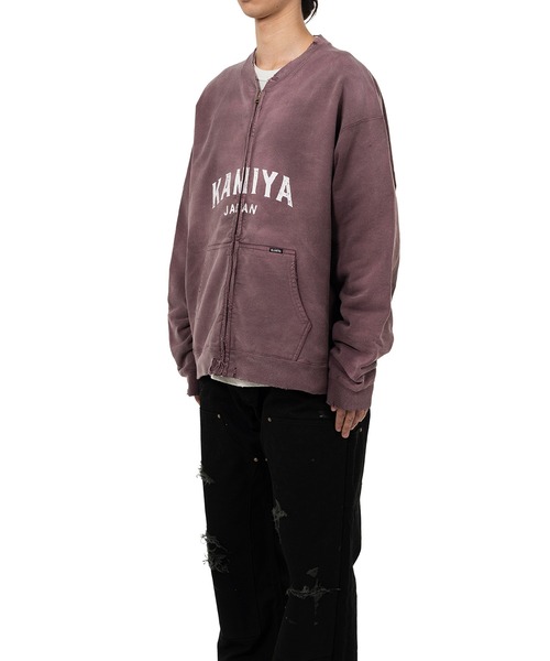 KAMIYA logo' Distressed Zip Sweat Jacket（パーカー）｜KAMIYA