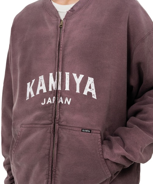 KAMIYA logo' Distressed Zip Sweat Jacket（パーカー）｜KAMIYA