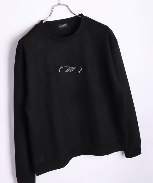 WESTSEA（ウエストシー）の「フェイクスエード トライバル柄 バラモチーフ トレーナー 長袖（スウェット・メンズ・ブラック/ブラック系その他/オフホワイト/ホワイト系その他・L/M）」の4枚目の写真