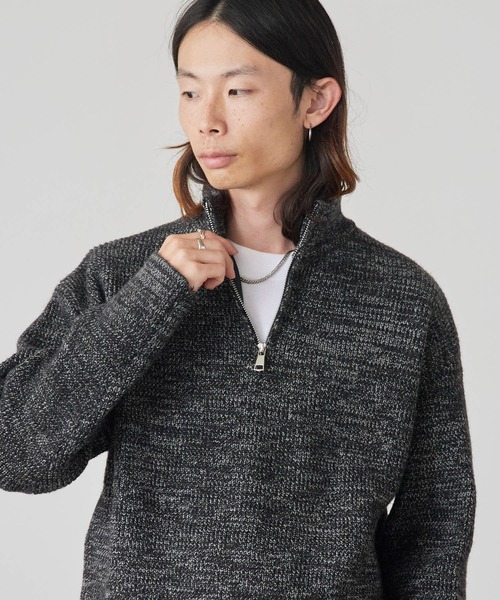 ROOPTOKYO(ループトウキョウ)の「Half-Zip Knit Pullover / ハーフジップ プルオーバー ニット 冬服(ニット/セーター・メンズ・ホワイト/ブラック/グレー・M/L)」の1枚目の写真
