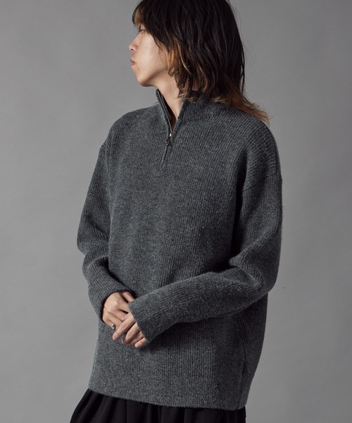 ROOPTOKYO(ループトウキョウ)の「Half-Zip Knit Pullover / ハーフジップ プルオーバー ニット 冬服(ニット/セーター・メンズ・ホワイト/ブラック/グレー・M/L)」の4枚目の写真