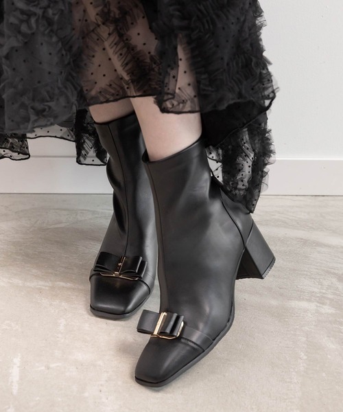 RANDA ストレッチリボンパーツショートブーツ ランダ 新作 セール】ストレッチリボンパーツショートブーツ（ブーツ）｜RANDA