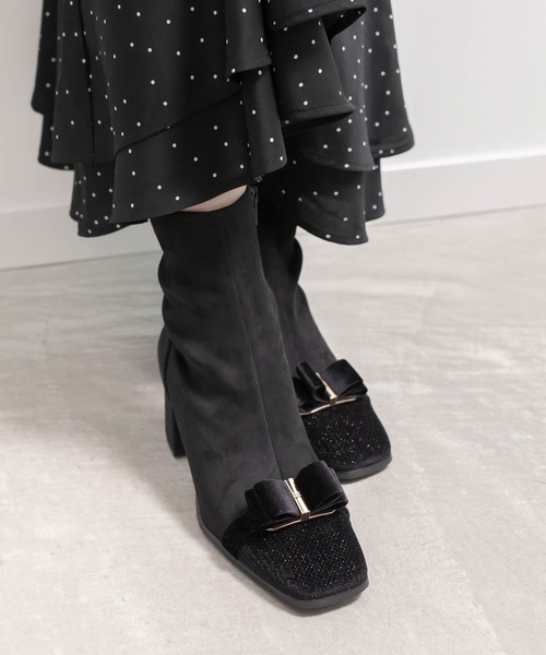 ストレッチリボンパーツショートブーツ（ブーツ）｜RANDA（ランダ）の