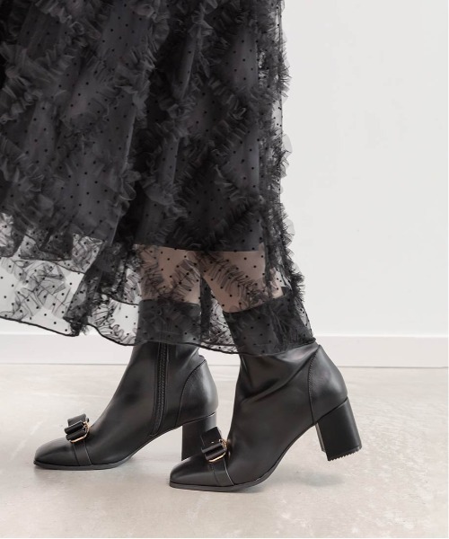 セール】ストレッチリボンパーツショートブーツ（ブーツ）｜RANDA