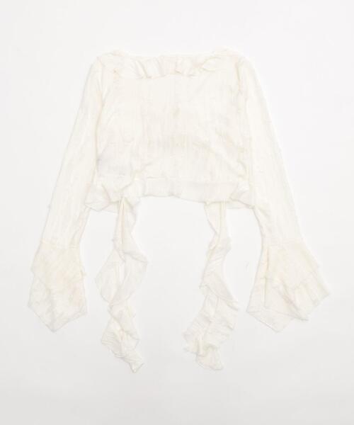 dispark(ディスパーク)の「DISPARK/ダメージフリルヘムLSカーデ(カーディガン/ボレロ・レディース・ブラック/オフホワイト・FREE)」の8枚目の写真