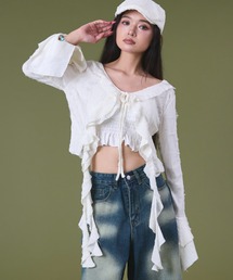 dispark | DISPARK/【25年秋冬新作】ダメージフリルヘムLSカーデ(Tシャツ/カットソー)