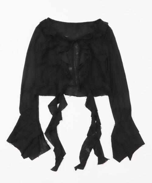 dispark(ディスパーク)の「DISPARK/ダメージフリルヘムLSカーデ(カーディガン/ボレロ・レディース・ブラック/オフホワイト・FREE)」の17枚目の写真