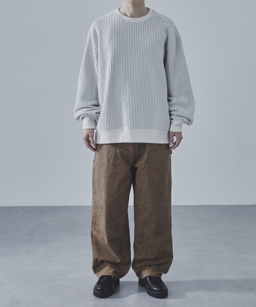 SLICK（スリック）の「【SLICK/スリック】Big Waffle Pullover/ビッグワッフルプルオーバー / サーマル Tシャツ（Tシャツ/カットソー・メンズ・ブラック/キナリ/スミクロ・1/2/3）」の12枚目の写真