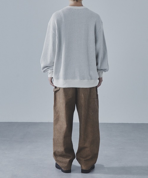 SLICK（スリック）の「【SLICK/スリック】Big Waffle Pullover/ビッグワッフルプルオーバー / サーマル Tシャツ（Tシャツ/カットソー・メンズ・ブラック/キナリ/スミクロ・1/2/3）」の13枚目の写真