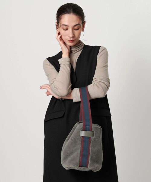 Folna (フォルナ） ファー ショルダーバッグ ダークブラウン 別注】＜Folna＞フェイクムートン ワンショルダーバッグ