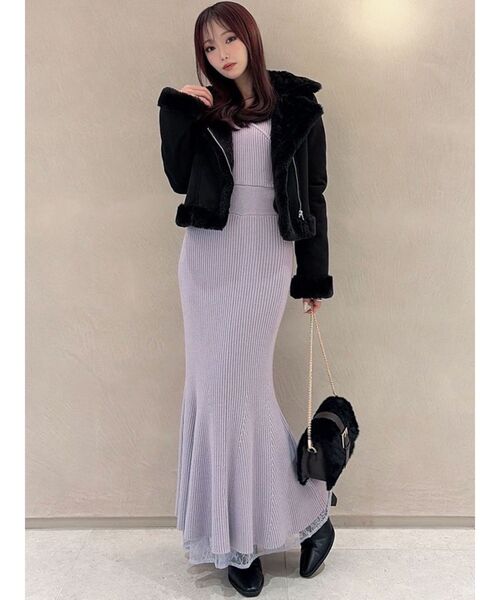 RESEXXY（リゼクシー）の「フェイクムートンブルゾン（ブルゾン・レディース・ブラック/アイボリー・FREE）」の5枚目の写真