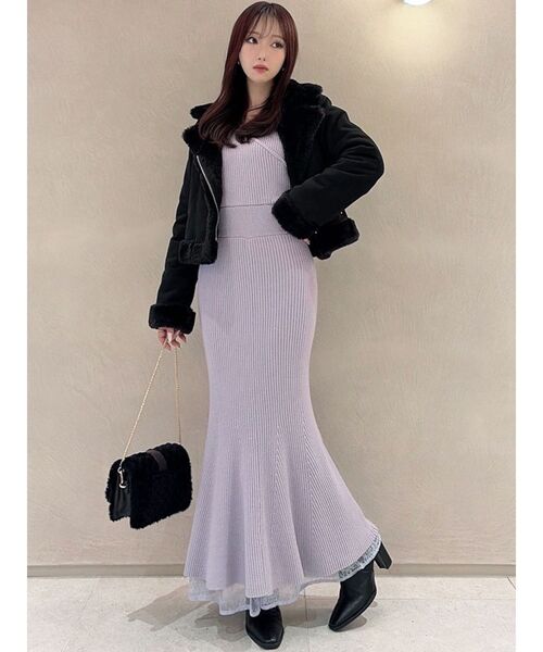 RESEXXY（リゼクシー）の「フェイクムートンブルゾン（ブルゾン・レディース・ブラック/アイボリー・FREE）」の6枚目の写真