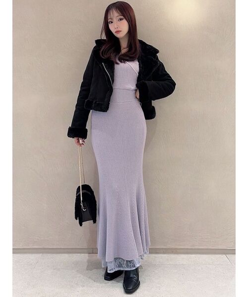 RESEXXY（リゼクシー）の「フェイクムートンブルゾン（ブルゾン・レディース・ブラック/アイボリー・FREE）」の7枚目の写真